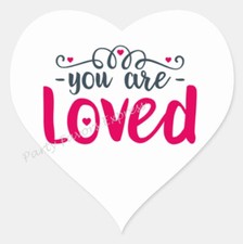 YOU ARE LOVED ENVELOPE SEALS LABELS STICKERS PARTY FAVORS - Heart Shaped