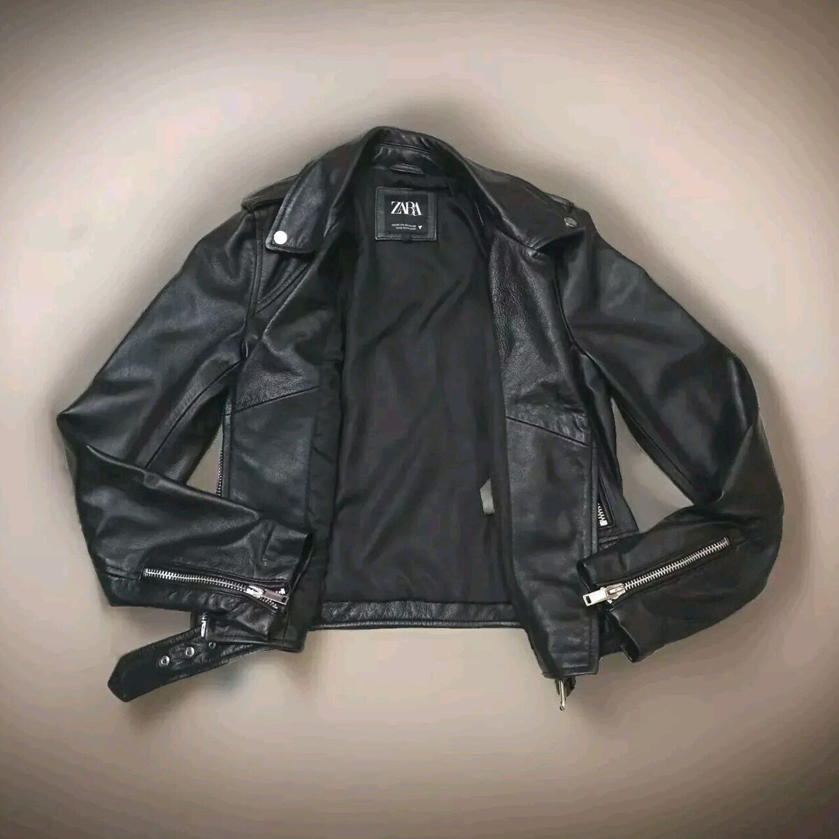 Zara Genuine Sheep Leather Motorcycle Black Moto Biker Zara Genuine Sheep Leather Motorcycle Black Moto Biker