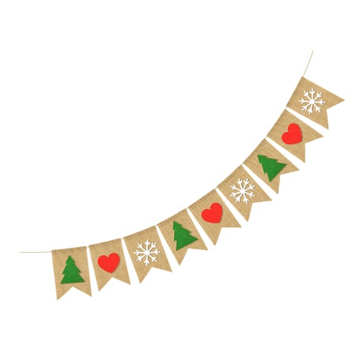 2 Sets Christmas Linen Banner Christmas Garlands Christmas Party Banner - Imagen 6 de 11