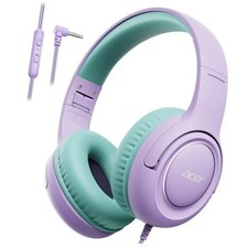 acer Kids Headphones - Over-Ear 85/94dB Volume Limiter, 3.5mm Jack Purple Green