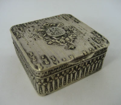 Alte Tabatiere REIMS France Parfum Puderdose mit Spiegel als Souvenir um 1880 - Bild 1 von 4