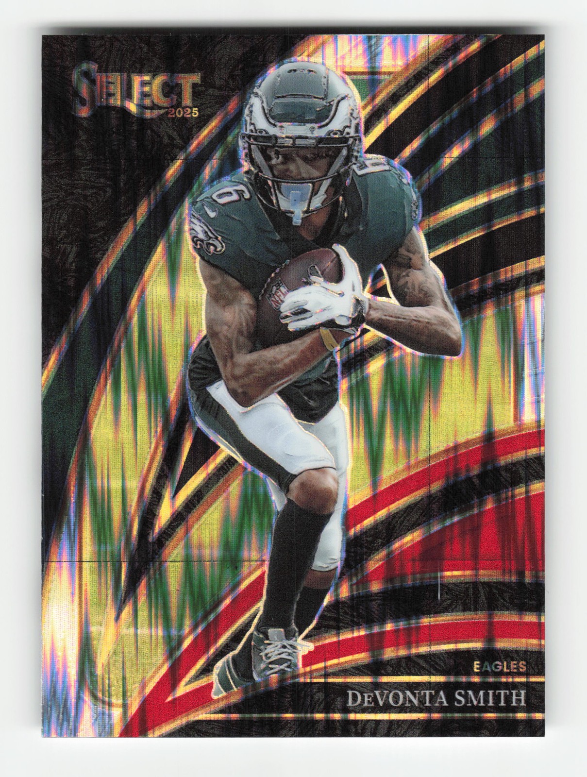2025 Panini Select #290 DeVonta Smith Black and Red Prizm Shock