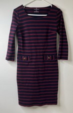 Talbots Petites Striped Shift Dress Size Sp Women Long Sleeve Multicolor Cotton