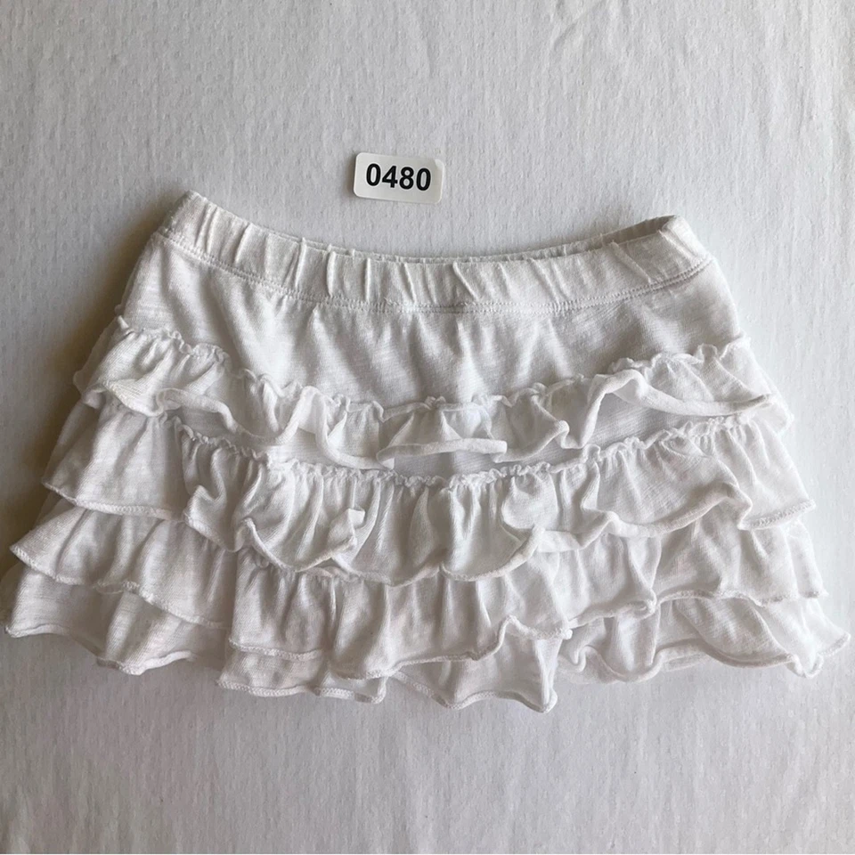 Falda Arizona Jeans Niñas Pequeñas con Forro, Talla 18M, Blanca, Lindo Volante con Lazo Foto 4 de 4