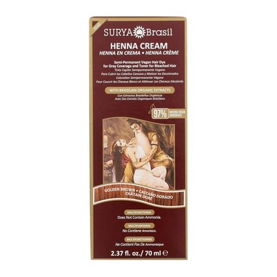 Henna Cream in Golden Brown - Natural Semi-Permanent Hair Dye for Gray Coverage