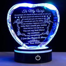 Gifts for Wife with Colorful LED Base Romantic Wedding Anniversary I Love You Gi