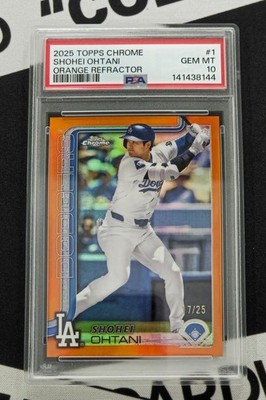 2025 Topps Chrome Shohei Ohtani True Orange Refractor  Jersey 17/25 PSA 10