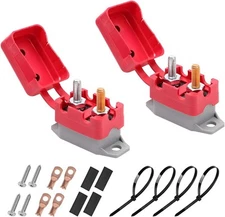 2PCS 50 Amp Automatic Reset Circuit Breaker with Cover Stud Bolt, 12V 24V... 