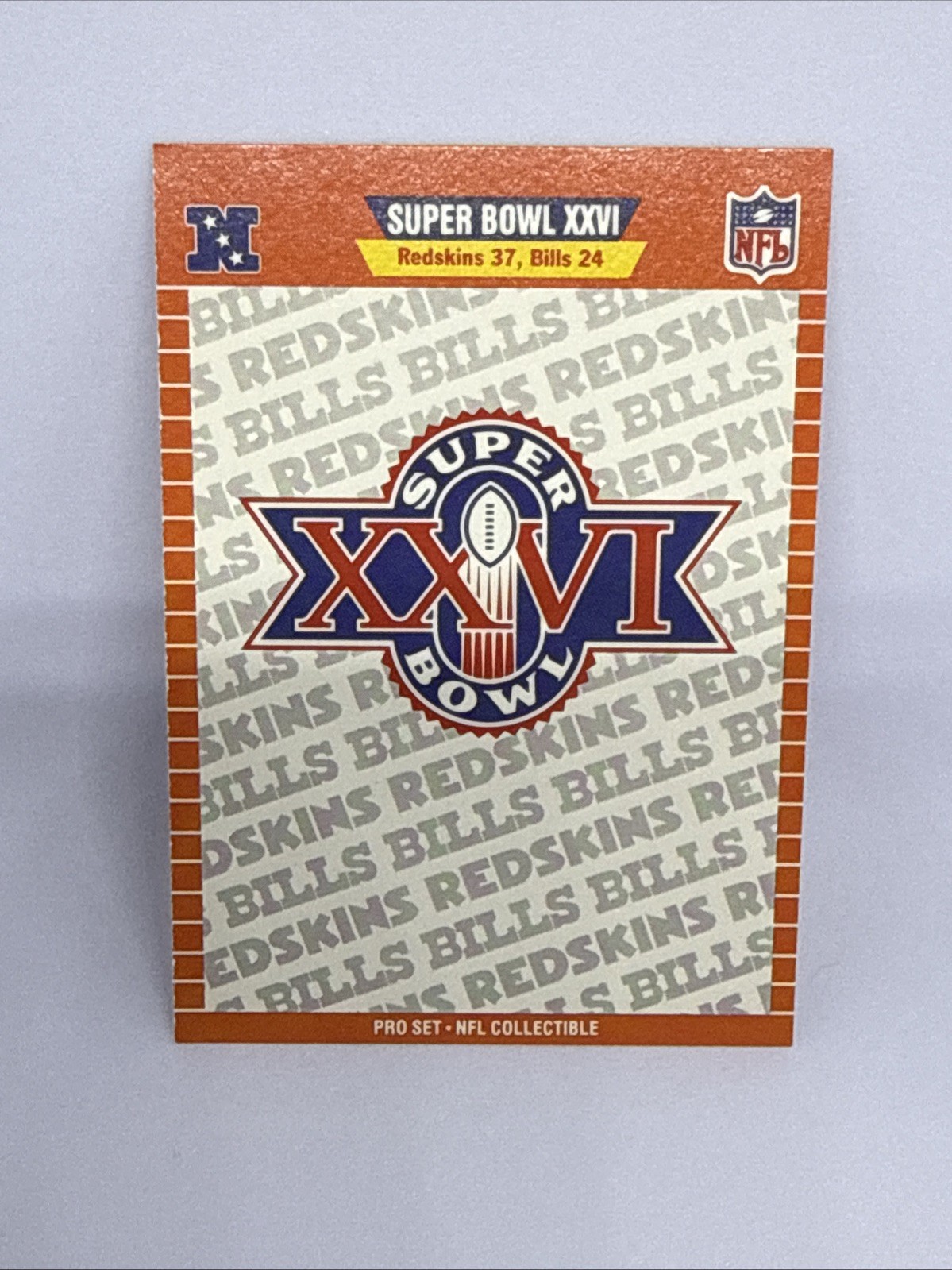 1992 Pro Set - Super Bowl Xxvi Logo Super Bowl XXVI #XXVI Redskins 37 Bills 24