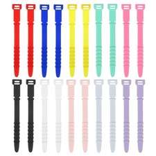 20Pcs Silicone Zip Ties 4.5" Reusable Wire Ties Cable Organizer, 10 Colors