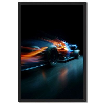 Speeding Racing Car Framed Canvas Print Modern Wall Art Pictures Decor