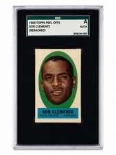 1963 Topps Peel-Offs BOB CLEMENTE Pirates HoF Rebacks SGC Authentic D121