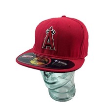 New Era Red LA Angels Authentic Cool Base 59FIFTY Fitted Baseball Hat Cap 7 3/8