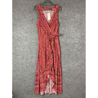 NEW Evereve Allison Joy Glenna Wrap Dress Size S Pink Animal Sleeveless Maxi