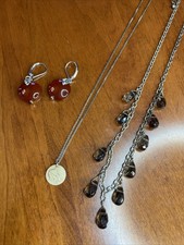 Silpada Sterling Silber Rauchquarz Halskette, + Pfeil & Bogen Anhänger, Ohrringe