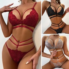 Womens Sexy Lace Push Up Bra Thong Lingerie Set Nightwear Sleepwear Underwear