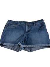 Faded Glory Denim Blue Jeans Short Shorts Size 14 Cuffed Stretch Casual
