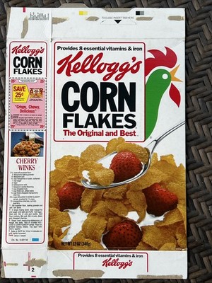 1987 Kellogg s Corn Flakes Cereal Box - Classics Recipes - Cherry Winks side