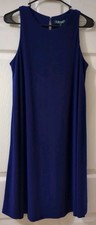 Lauren Ralph Lauren Dress 10 Blue A Line Stretch Sleeveless Business Office Work