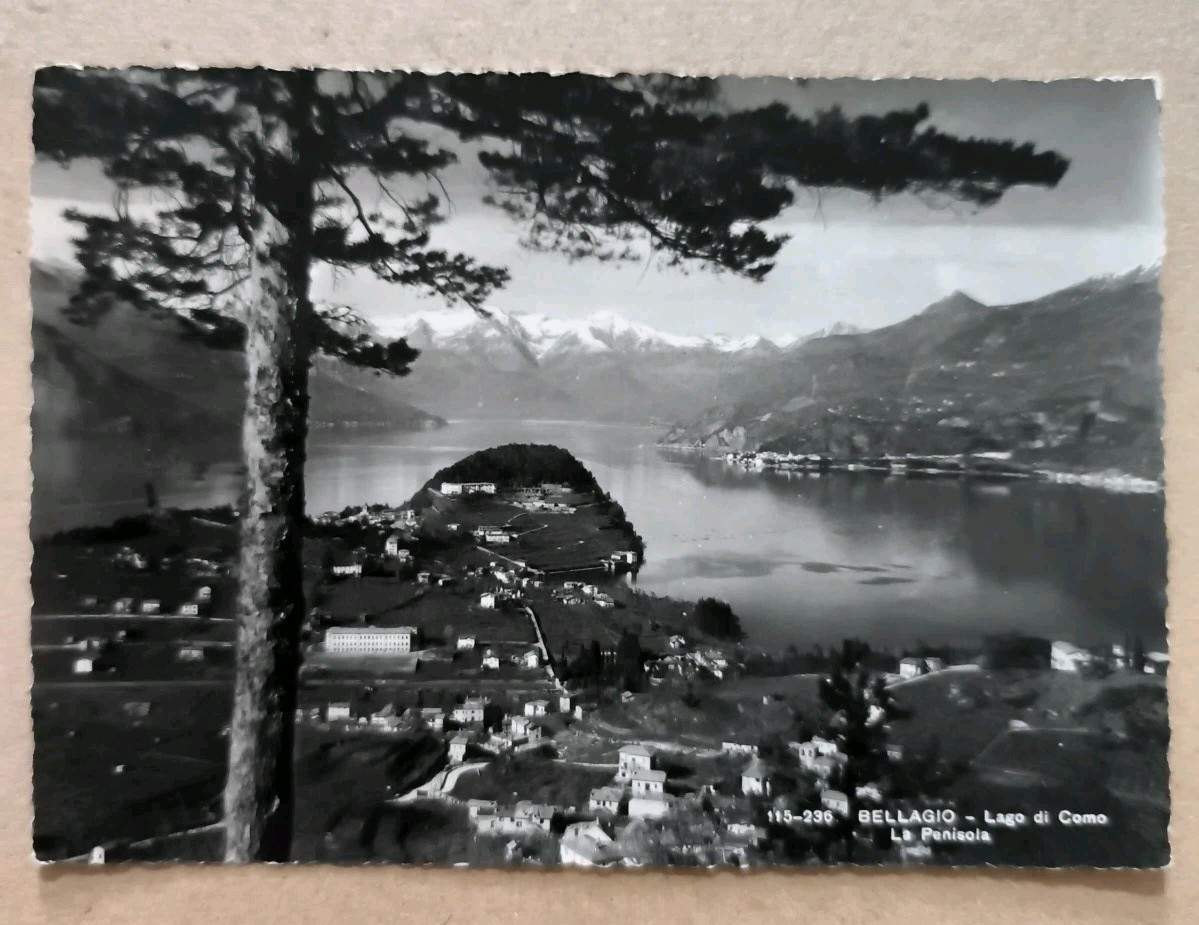 BELLAGIO LAGO DI COMO - LA PENISOLA CARTOLINA VINTAGE SPEDITA CON FRANCOBOLLO