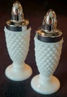 Vintage Westmoreland Milk Glass Footed English Hobnail Salt Pepper Shakers