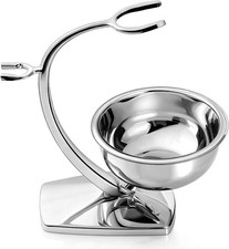 Shaving Bowl and Stand Set with Magnetic Base - 304 Steel Bowl Chrome-Plated