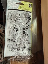 2008 Inkadinkado Set of 6 Clear Acrylic Stamps Happy Holiday