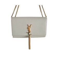 Saint Laurent Cream Monogram Kate Tassel Shoulder Woman Bag