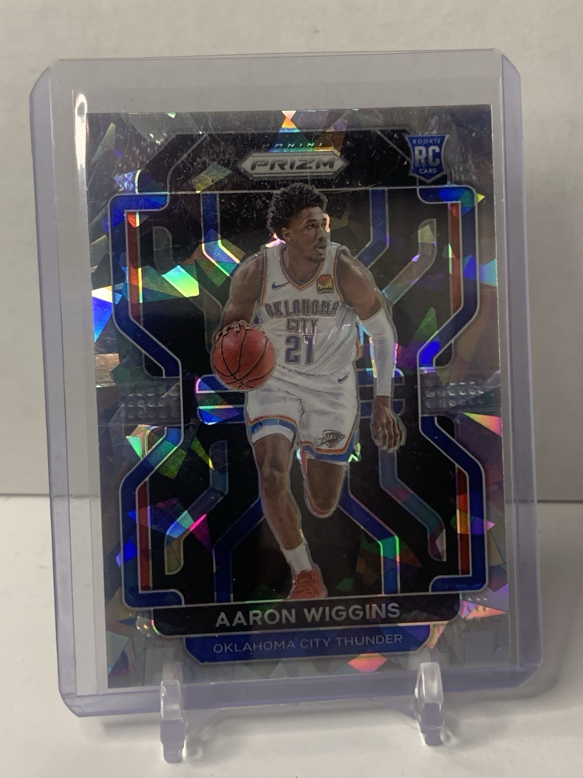 2021-22 Prizm #286 Aaron Wiggins Silver Cracked Ice Prizm Rookie RC Thunder