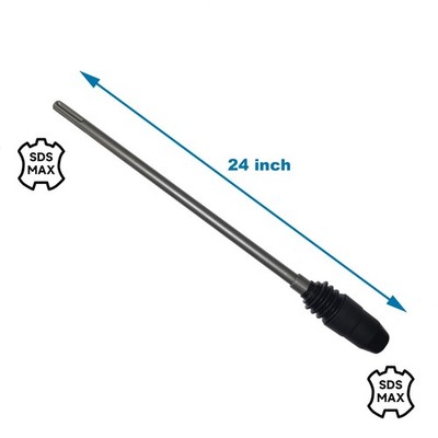 24'' Long SDS Max to SDS Max Extension Shaft & Quick-Change Chuck Adapter, 40Cr