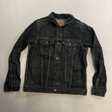 Levi  s Teen 13-15 Yrs Denim Black Jean Jacket Size XL Collared Pockets