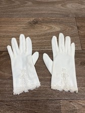 White Formal Gloves with Embroidered Decorative Cuffs Size Small Hong Kong