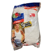 Vintage Fruit Of The Loom 5 Value Pack White A-Shirts Size M 6-8 Tank Top 01