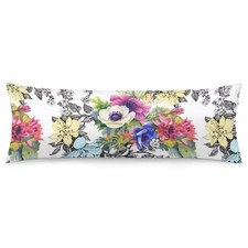 Chinoiserie Body Pillow Cover Flowers Long Pillow Case with Zipper Decorative...