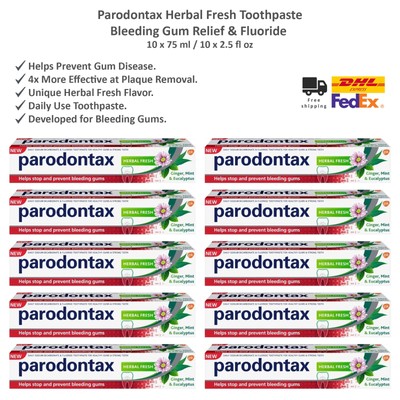 Parodontax Herbal Fresh Toothpaste - Bleeding Gum Relief & Fluoride 10 x 75ml