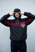 Gucci Nylon Tiger Embroidered Hooded Jacket   Black   Made in Italy