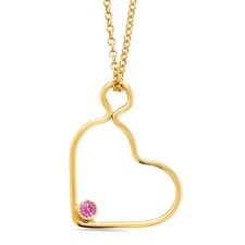 14K Gold Filled Heart Pendant Set with Round Pink Zirconia