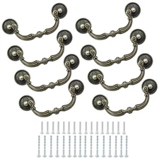8 Pack Bail Pull Handles, 3.5 Inch Hole Center Vintage Antique Bronze Drop Dr...