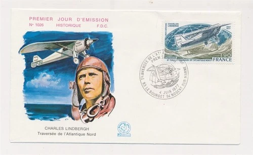 D340405 France FDC Charles Lindbergh Crossing North Atlantic