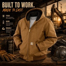 NWT Carhartt Mens Quilted Flannel Lined Duck Hooded Big 3XL J140 Active JACKET