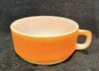 Fire-King Anchor Hocking Orange Bowl D Handle  Milk Glass Vintage MCM Oven Proof