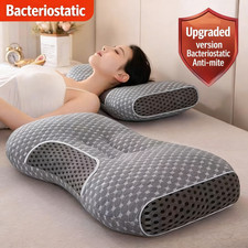 3D Knitted Cotton Massage Pillow, Ergonomic Neck Support for Side  Back Sleeper