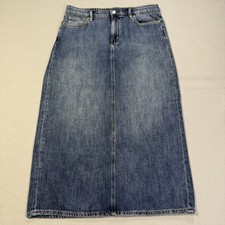 Lauren Ralph Lauren Denim Maxi Skirt Women s Size 8 Blue Jean Back Slit Classic