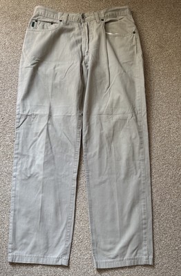 Vintage PAUL SMITH JEANS Herren Baumwolle Fischgrät Jeans W32 L29 Pale Stone
