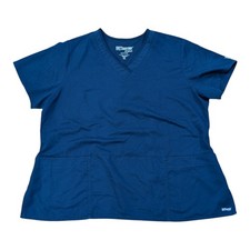 Greys Anatomy Active Scrub Top Short Sleeve Blue V Neck Womens Sz 3XL Nurse