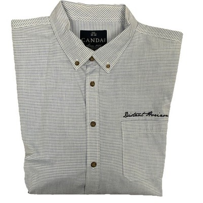 Canda C&A Men s Button Up Dress Shirt Short Sleeve Blue White Stripe Size XXL
