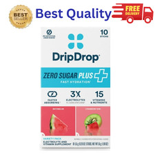 DripDrop Zero Sugar Plus Electrolyte Drink Mix Watermelon Strawberry Kiwi 10 Ct
