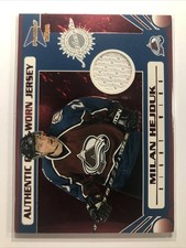 Milan Hejduk 2003-04 Pacific Prism GAME WORN JERSEY PATCH RED HOLO AVALANCHE/75