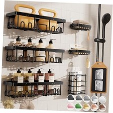 Shower Caddy 6-Pack, 6-Piece Set for Master Bathroom Rustproof Upgrade Black