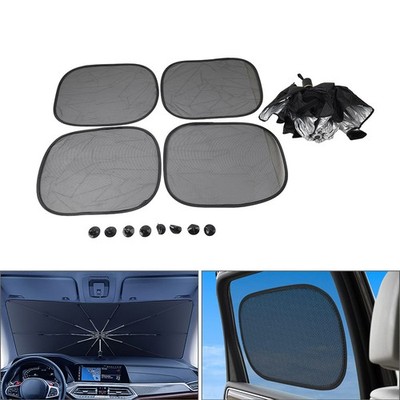 Car Windshield Sun Shade Foldable Front Window Visor Umbrella Titan-Silber L